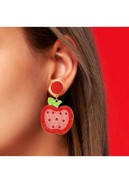 Boncuklu Öğretmen Küpe Kadın Kızlar Için, Apple Rhinestone Damla Dangle Küpe Renkli Yaratıcı Öğretmenler Takı Hediyeler (Yurt Dışından) indirimleri