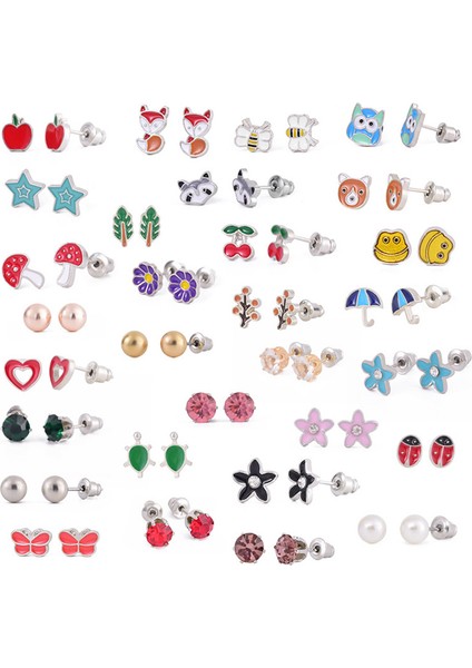 33/30 Çift Kız Hipoalerjenik Küpeler ve Paslanmaz Çelik Küpeler, Gençler Için Çeşitli Sevimli Küpeler 30 Çift (Yurt Dışından)