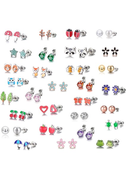 33/30 Çift Kız Hipoalerjenik Küpeler ve Paslanmaz Çelik Küpeler, Gençler Için Çeşitli Sevimli Küpeler 30 Çift (Yurt Dışından) fırsatları