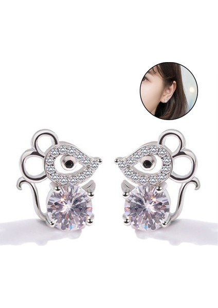 Kadınlar Için Küpe - 925 Ayar Gümüş Küçük Taze Elmas Küpe Sevimli Küçük Fare Saplama Küpe Tatlı Fare Yılı Zodyak Küpe Kadın Kızlar Için Hediyeler (Yurt Dışından)