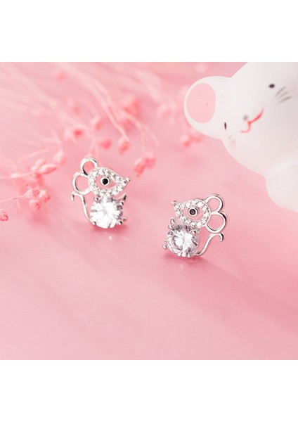 Kadınlar Için Küpe - 925 Ayar Gümüş Küçük Taze Elmas Küpe Sevimli Küçük Fare Saplama Küpe Tatlı Fare Yılı Zodyak Küpe Kadın Kızlar Için Hediyeler (Yurt Dışından) modelleri
