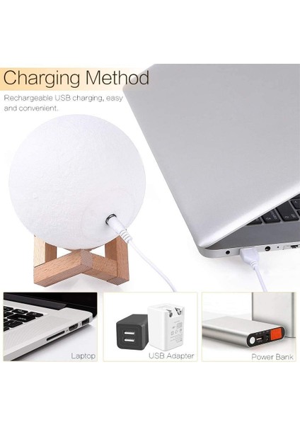 3D Ay Lambası 15 cm 2 Renk, Dokunmatik Lamba USB Şarj Edilebilir Gece Lambası Çok Güzel Hassas Işık Yatak Odası Için Ahşap Stand ile Noel Hediyesi (Yurt Dışından) modelleri