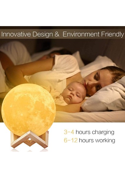 3D Ay Lambası 15 cm 2 Renk, Dokunmatik Lamba USB Şarj Edilebilir Gece Lambası Çok Güzel Hassas Işık Yatak Odası Için Ahşap Stand ile Noel Hediyesi (Yurt Dışından) indirimleri