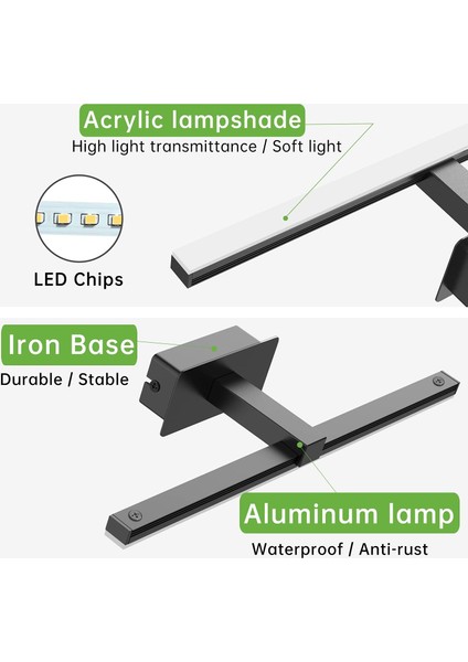 LED Banyo Aynası Lambası 9W, Nötr Beyaz 4000K 720LM LED Ayna Lambası, IP44 Su Geçirmez Banyo Aynası Lambası, Banyo Işığı 40CM, LED Duvar Lambası Banyo Lambası, Anahtarsız (Yurt Dışından) modelleri