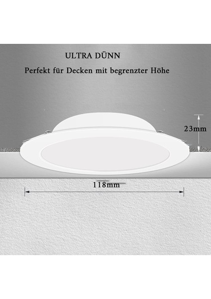 LED Gömme Spot Işığı 230V Ultra Düz 15W Tavan Spot Işığı 1200LM Soğuk Beyaz 6'lı Set (Yurt Dışından)