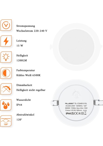LED Gömme Spot Işığı 230V Ultra Düz 15W Tavan Spot Işığı 1200LM Soğuk Beyaz 6'lı Set (Yurt Dışından) modelleri