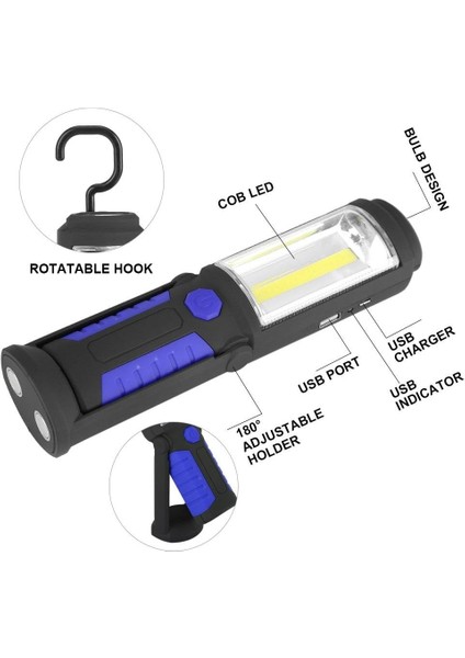 Manyetik LED Meşaleler ile Şarj Edilebilir LED Çalışma Işığı Lamba 2200 Mah Cob LED 650LM 3 W Oto Garaj Atölyesi Için Kamp Dıy (Kırmızı) Mavi (Yurt Dışından) fiyatları
