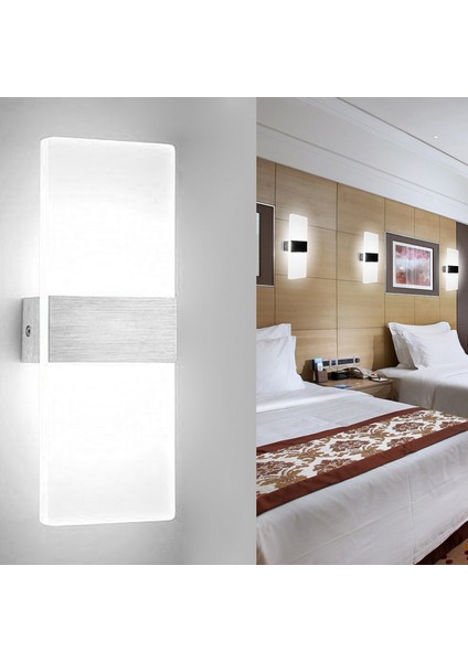 Klighten 2 Parça Duvar Lambası LED Iç Mekan 12W Duvar Lambası Akrilik Duvar Aydınlatma Modern Oturma Odası Merdiven Yatak Odası Koridor Doğal Beyaz 4000K (Yurt Dışından)