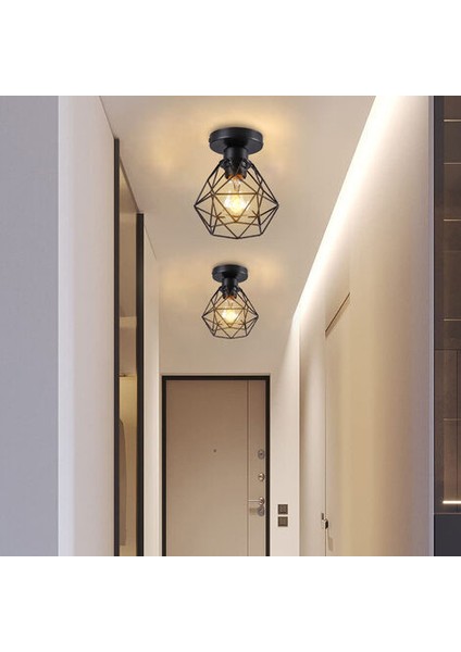 Endüstriyel Tavan Işık Vintage Retro Tasarım Oturma Odası Yatak Odası Mutfak Koridor Için LED Işık E27 - Siyah (Yurt Dışından) fiyatları