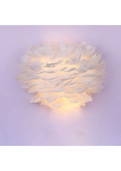 Tüy Duvar Lambası Modern Aplik LED Dekoratif Duvar Aplik Yatak Odası Oturma Odası Otel Restoran Başucu Lambası E27 (LED-12W Ampul Dahil) (Sıcak Işık) (Yurt Dışından)