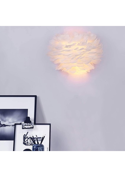 Tüy Duvar Lambası Modern Aplik LED Dekoratif Duvar Aplik Yatak Odası Oturma Odası Otel Restoran Başucu Lambası E27 (LED-12W Ampul Dahil) (Sıcak Işık) (Yurt Dışından) modelleri