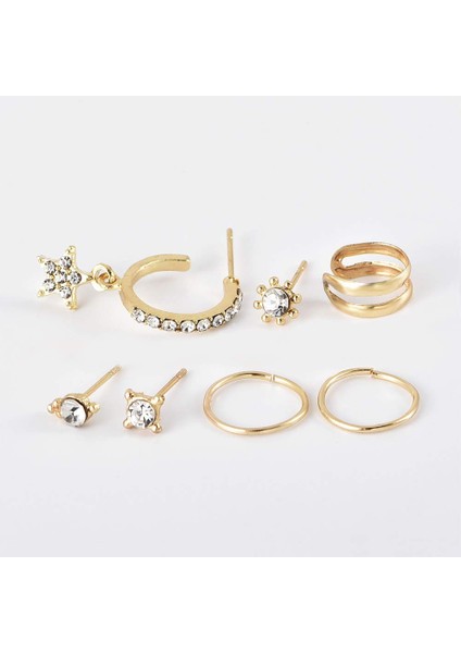 Pirsing Sevimli Büyük Çember Zarif Rhinestones Küpe Seti Vintage Yıldız Küpe Seti Bohemian Küpe Saplama Küpe Altın Punk Zincir Küpe Kadınlar ve Kızlar Için Set (Yurt Dışından) fırsatları