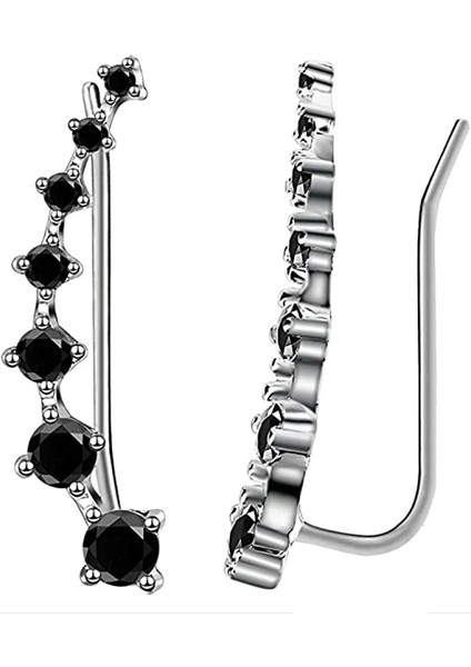 Bling Kulak Manşetleri 7 Kristal 925 Ayar Gümüş Hipoalerjenik (Yurt Dışından)