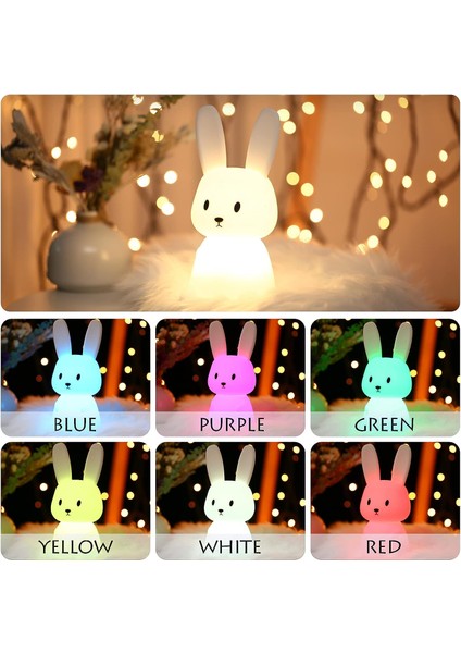 Tavşan Gece Lambası Baby Touch 7 Renk | USB Şarj Edilebilir Zamanlanmış Olabilir Çocuk Gece Lambası Deco Lamba Noel Dekorasyonu Için Çocuk Odası Doğum Günü Hediyesi (Yurt Dışından) fırsatları