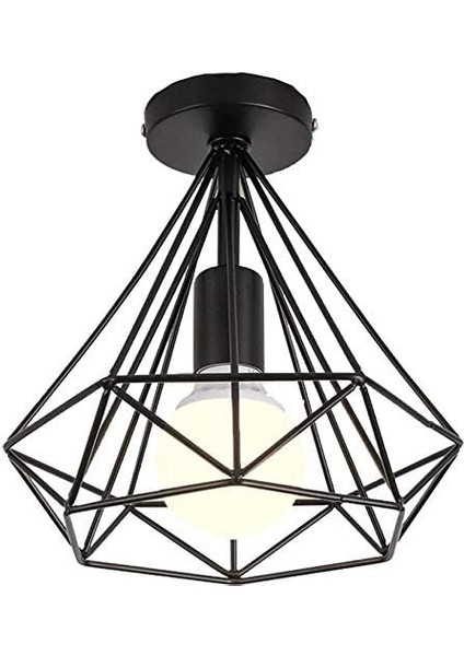 Metal Retro Endüstriyel Tavan Lambası Retro Tasarım Lamba E27 Max 40W, Retro Endüstriyel Stil 20*23 cm (Ampul Dahil Değildir) (Yurt Dışından)