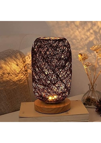 Modern Bambu ve Rattan Başucu Lambası - Ahşap Tabanlı Modern Yaratıcı Masa Lambası - Kişiselleştirilmiş Dekorasyon - Kısılabilir LED Lamba - Oturma Odası Için Başucu Lambası (Yurt Dışından) modelleri