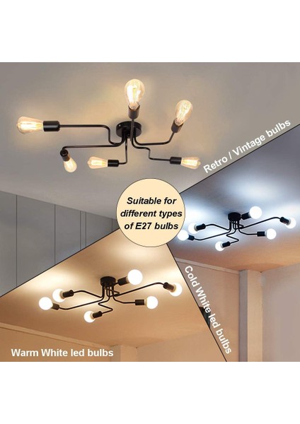 Endüstriyel Metal Işık Retro Lamba 6 Lamba Eski Kolye Işık Dıy E27 Siyah Oturma Odası Mutfak Koridor Loft Yemek Odası Bar Cafe (Ampul Olmadan) (Yurt Dışından) fiyatları