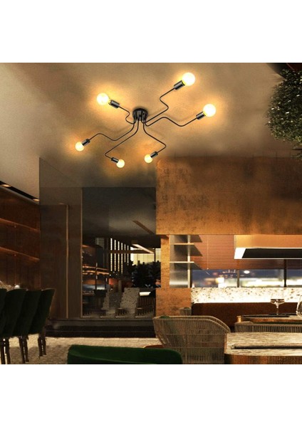 Endüstriyel Metal Işık Retro Lamba 6 Lamba Eski Kolye Işık Dıy E27 Siyah Oturma Odası Mutfak Koridor Loft Yemek Odası Bar Cafe (Ampul Olmadan) (Yurt Dışından) modelleri