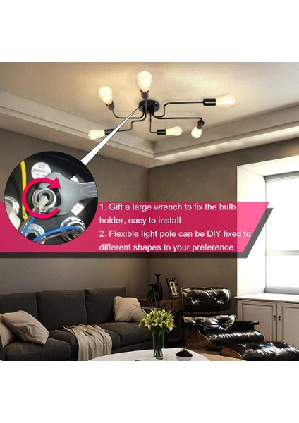 Endüstriyel Metal Işık Retro Lamba 6 Lamba Eski Kolye Işık Dıy E27 Siyah Oturma Odası Mutfak Koridor Loft Yemek Odası Bar Cafe (Ampul Olmadan) (Yurt Dışından) fırsatları