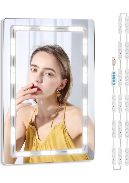 Kısılabilir LED Ayna Işıkları, Aydınlatmalı Makyaj Seti Ayna Işıkları, 5 Renk Için 45 Kısılabilir Led'li 5 Parlaklık Seviyesi USB Güç Kablolu Makyaj Lambası Dimme (Yurt Dışından)