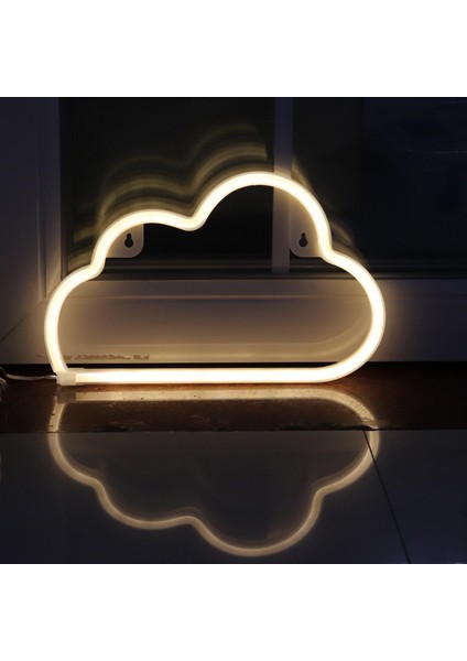 LED Neon Tabelalar Bulut Duvar Dekoratif Gece Lambası Yatak Odası Kızların Çocuk Odası Ev Dekoru Neon Işık Akülü ve USB Fişi (Necld) (Yurt Dışından)