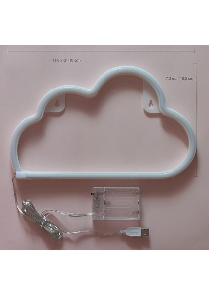 LED Neon Tabelalar Bulut Duvar Dekoratif Gece Lambası Yatak Odası Kızların Çocuk Odası Ev Dekoru Neon Işık Akülü ve USB Fişi (Necld) (Yurt Dışından) indirimleri