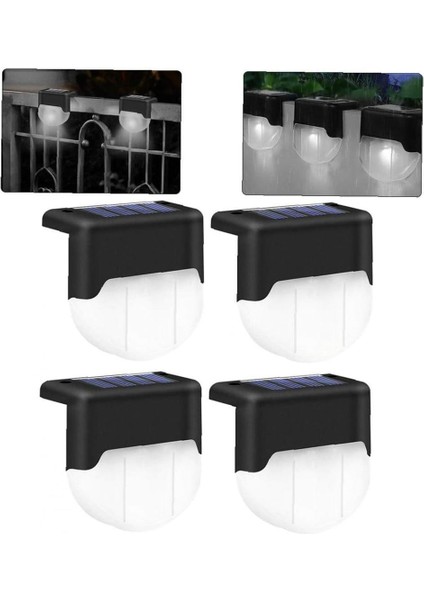 Güneş Köprü Işıkları Açık Sahne Işıkları LED Lamba Güneş Çit Işıkları Bahçe Bahçe Için Beyaz Siyah Kabuk 4 Adet (Yurt Dışından)