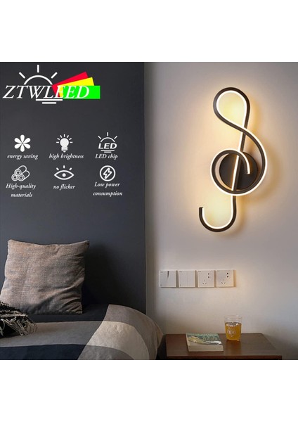 22W Iç Mekan Duvar Lambası, Müzik Notası Duvar Lambası, 3 Renk Sıcaklığı Ra≥85 Tasarım Duvar Lambası, Yatak Odası Oturma Odası Merdiven Koridor Için Siyah Duvar Lambası (Yurt Dışından) fiyatları