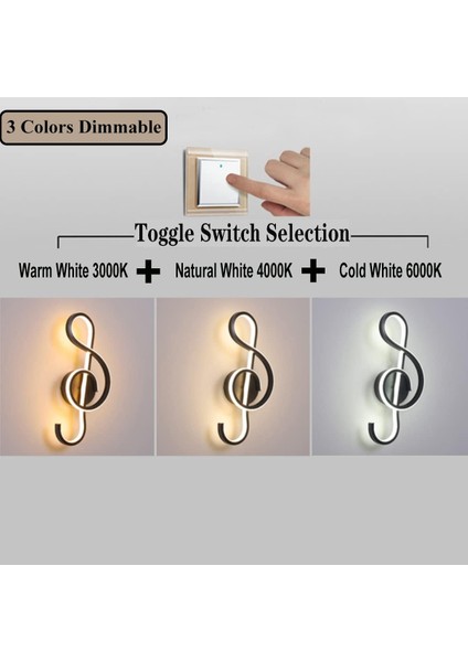 22W Iç Mekan Duvar Lambası, Müzik Notası Duvar Lambası, 3 Renk Sıcaklığı Ra≥85 Tasarım Duvar Lambası, Yatak Odası Oturma Odası Merdiven Koridor Için Siyah Duvar Lambası (Yurt Dışından) modelleri