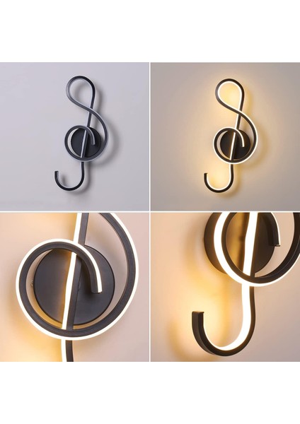 22W Iç Mekan Duvar Lambası, Müzik Notası Duvar Lambası, 3 Renk Sıcaklığı Ra≥85 Tasarım Duvar Lambası, Yatak Odası Oturma Odası Merdiven Koridor Için Siyah Duvar Lambası (Yurt Dışından) fırsatları