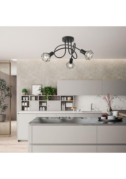 Endüstriyel Tavan Işığı 3 Noktalı Tavan Işığı Siyah Metal Kafes, Endüstriyel Tavan Armatürü, Tavan Spot Işığı Süspansiyon Aydınlatma Spot Işığı (Yurt Dışından) fiyatları