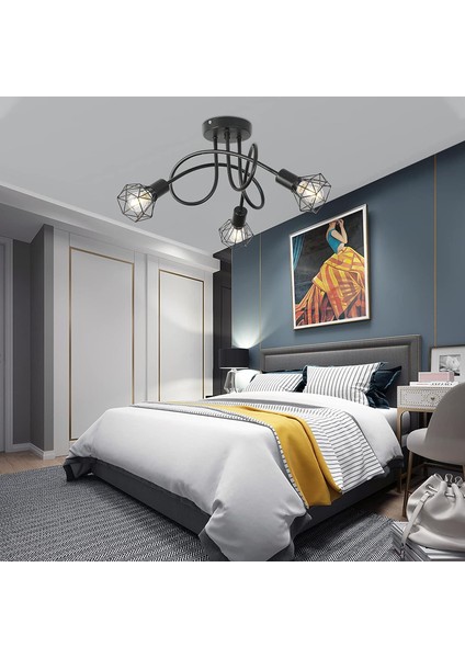 Endüstriyel Tavan Işığı 3 Noktalı Tavan Işığı Siyah Metal Kafes, Endüstriyel Tavan Armatürü, Tavan Spot Işığı Süspansiyon Aydınlatma Spot Işığı (Yurt Dışından) modelleri