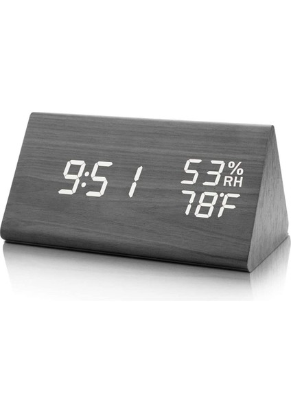 Çalar Saat Gece LED Tarihli Dijital Çalar Saat Ses Kontrollü Saat Ahşap Dijital Saat Iç Mekan Sıcaklığı 3 Ayarlanabilir Alarm Seti (Yurt Dışından)