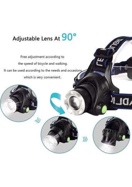 Far, USB Şarj Edilebilir LED El Feneri, Kamp, Balık Tutma, Koşu, Yürüyüş, Bisiklet Aydınlatması Için Yakınlaştırılabilir ve Su Geçirmez Kafa Feneri, 3 Aydınlatma Modu ile (Yurt Dışından) fiyatları