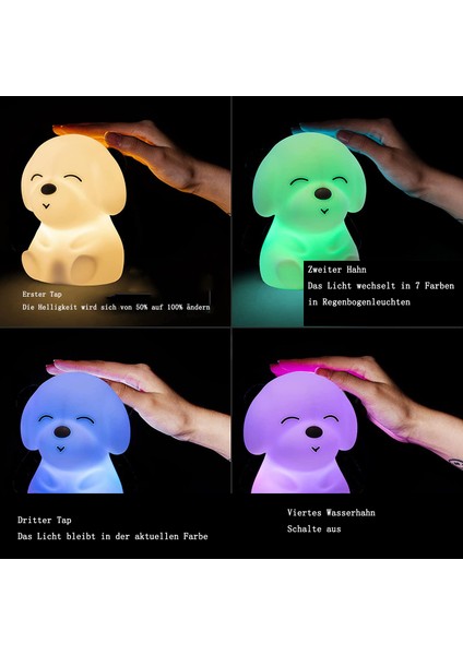 Köpek Gece Lambası Çocuklar, Kawaii Köpek Gece Lambası Çocuklar, Silikon Dokunmatik Gece Lambası Bebek, USB LED Işık Pille Çalışan (Yurt Dışından) fiyatları