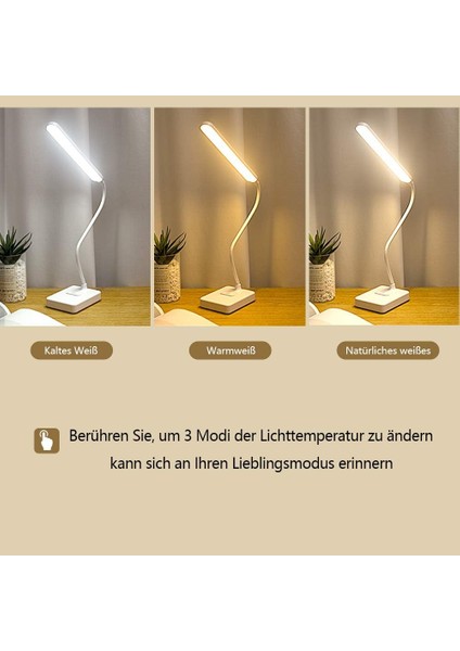 Masa Lambası LED Okuma Işığı Kablosuz USB Şarj Edilebilir 2000 Mah Pil, Dokunmatik Kısılabilir 3 Renk Yoğunluğu, Çocuk Masa Lambası Yatak Odası Başucu (Yurt Dışından) fiyatları