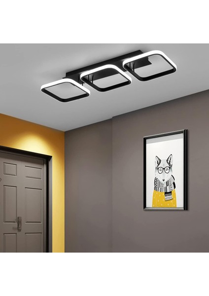 LED Tavan Lambası 3 Dikdörtgen Modern Iskandinav Tarzı Stereoskopik Siyah Beyaz Tavan Lambası Koridor Yatak Odası Oturma Odası Ofis Yemek Odası Soğuk Beyaz Işık 33W (Siyah) (Yurt Dışından) modelleri