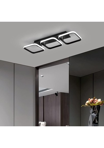 LED Tavan Lambası 3 Dikdörtgen Modern Iskandinav Tarzı Stereoskopik Siyah Beyaz Tavan Lambası Koridor Yatak Odası Oturma Odası Ofis Yemek Odası Soğuk Beyaz Işık 33W (Siyah) (Yurt Dışından) fırsatları
