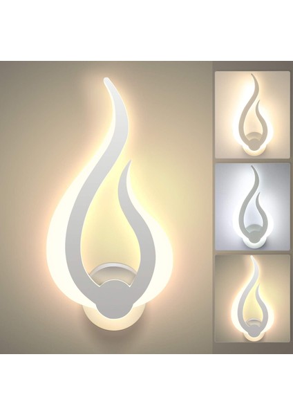 LED Iç Mekan Duvar Lambası 3 Renk Sıcaklığı 10W Üç Renkli Aydınlatma Modern Duvar Lambası Akrilik Gece Lambası Yatak Odası Çocuk Ofisi Koridor Oturma Odası (Beyaz) (Sol) (Yurt Dışından)
