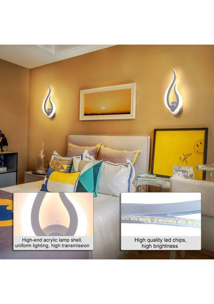 LED Iç Mekan Duvar Lambası 3 Renk Sıcaklığı 10W Üç Renkli Aydınlatma Modern Duvar Lambası Akrilik Gece Lambası Yatak Odası Çocuk Ofisi Koridor Oturma Odası (Beyaz) (Sol) (Yurt Dışından) modelleri