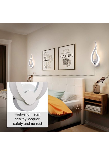 LED Iç Mekan Duvar Lambası 3 Renk Sıcaklığı 10W Üç Renkli Aydınlatma Modern Duvar Lambası Akrilik Gece Lambası Yatak Odası Çocuk Ofisi Koridor Oturma Odası (Beyaz) (Sol) (Yurt Dışından) fırsatları