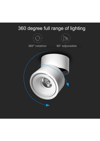 Iç Mekan 10W LED Spot, 360° Ayarlanabilir Döner Tavan Armatürü ve Yüzey Aydınlatma Cob LED 10X10CM/ALÜMINYUM Duvar Lambası (BEYAZ-3000K) [enerji Sınıfı A+] (Yurt Dışından) fırsatları