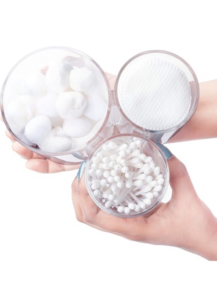 3 Tencere ve Kapaklı Üçlü Banyo Düzenleyici - Şeffaf Akrilik Plastik Pamuklu Ped Düzenleyici - Pamuklu Çubuk, Kozmetik, Makyaj, Makyaj Temizleme Pamuğu ve Ped Kutusu (Yurt Dışından) modelleri