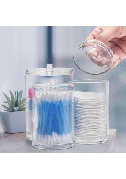 3 Tencere ve Kapaklı Üçlü Banyo Düzenleyici - Şeffaf Akrilik Plastik Pamuklu Ped Düzenleyici - Pamuklu Çubuk, Kozmetik, Makyaj, Makyaj Temizleme Pamuğu ve Ped Kutusu (Yurt Dışından) fırsatları