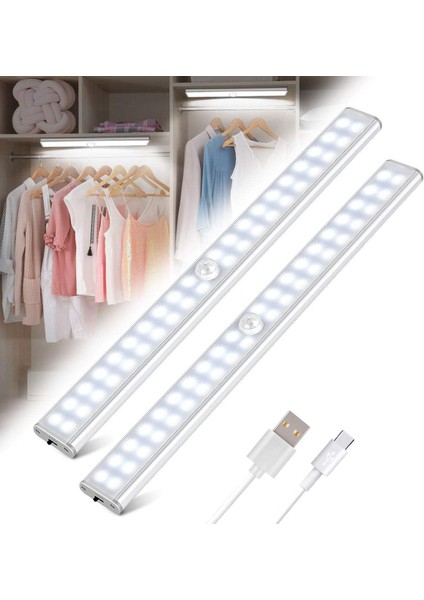 40 LED Dolap Işığı, Kablosuz, USB Şarj Edilebilir, Manyetik, Hareket Sensörlü, 4 Aydınlatma Modu, Taşınabilir. Dolap Işığı, Acil El Lambası, Çocuk Gece Lambası (Beyaz1) (Yurt Dışından)