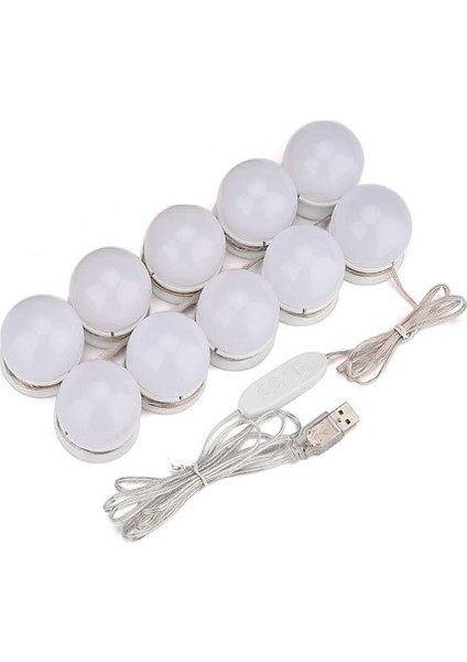 LED Ayna Işığı, 10 Adet Kısılabilir Makyaj Işığı, Makyaj Işığı, Ayna Lambası, Tuvalet Masası Aydınlatması Için USB Kablolu Makyaj Lambası (Yurt Dışından)
