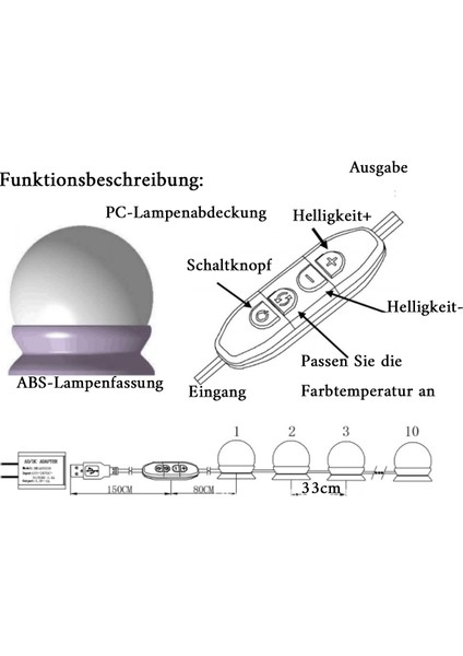 LED Ayna Işığı, 10 Adet Kısılabilir Makyaj Işığı, Makyaj Işığı, Ayna Lambası, Tuvalet Masası Aydınlatması Için USB Kablolu Makyaj Lambası (Yurt Dışından) fiyatları