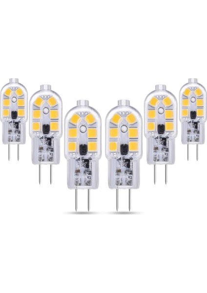 G4 LED 12V 2W Sıcak Beyaz 3000K, 200LM, G4 10W 20W Halojen Lamba Eşdeğeri, Kısılamaz, Bi-Pin G4 12V LED Ac Dc Avize Için, Masa Lambası, 6'lı Paket (Yurt Dışından)