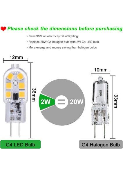 G4 LED 12V 2W Sıcak Beyaz 3000K, 200LM, G4 10W 20W Halojen Lamba Eşdeğeri, Kısılamaz, Bi-Pin G4 12V LED Ac Dc Avize Için, Masa Lambası, 6'lı Paket (Yurt Dışından) fiyatları