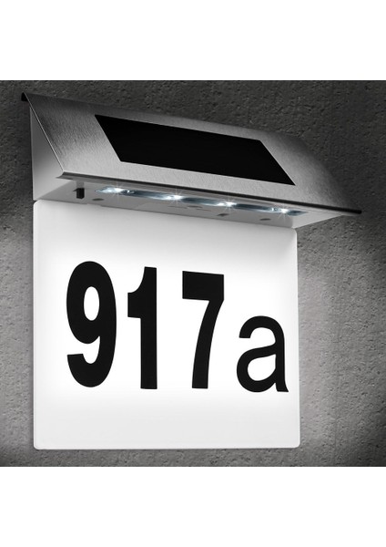 Paslanmaz Çelik Aydınlatmalı Ev Numarası 4 LED Güneş Enerjili - Beyaz (Yurt Dışından)